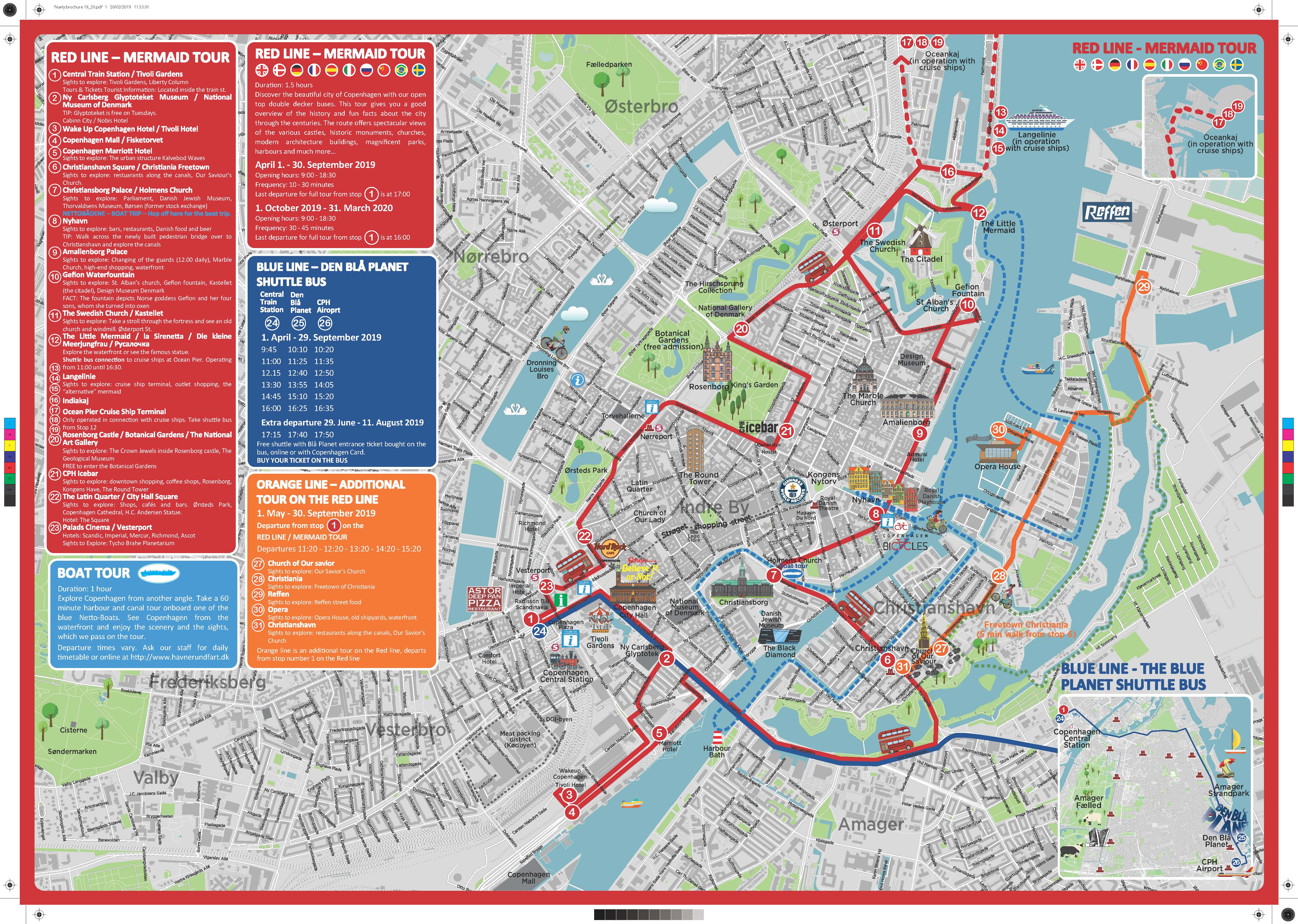 Copenhagen Hop On Hop Off Bus Map