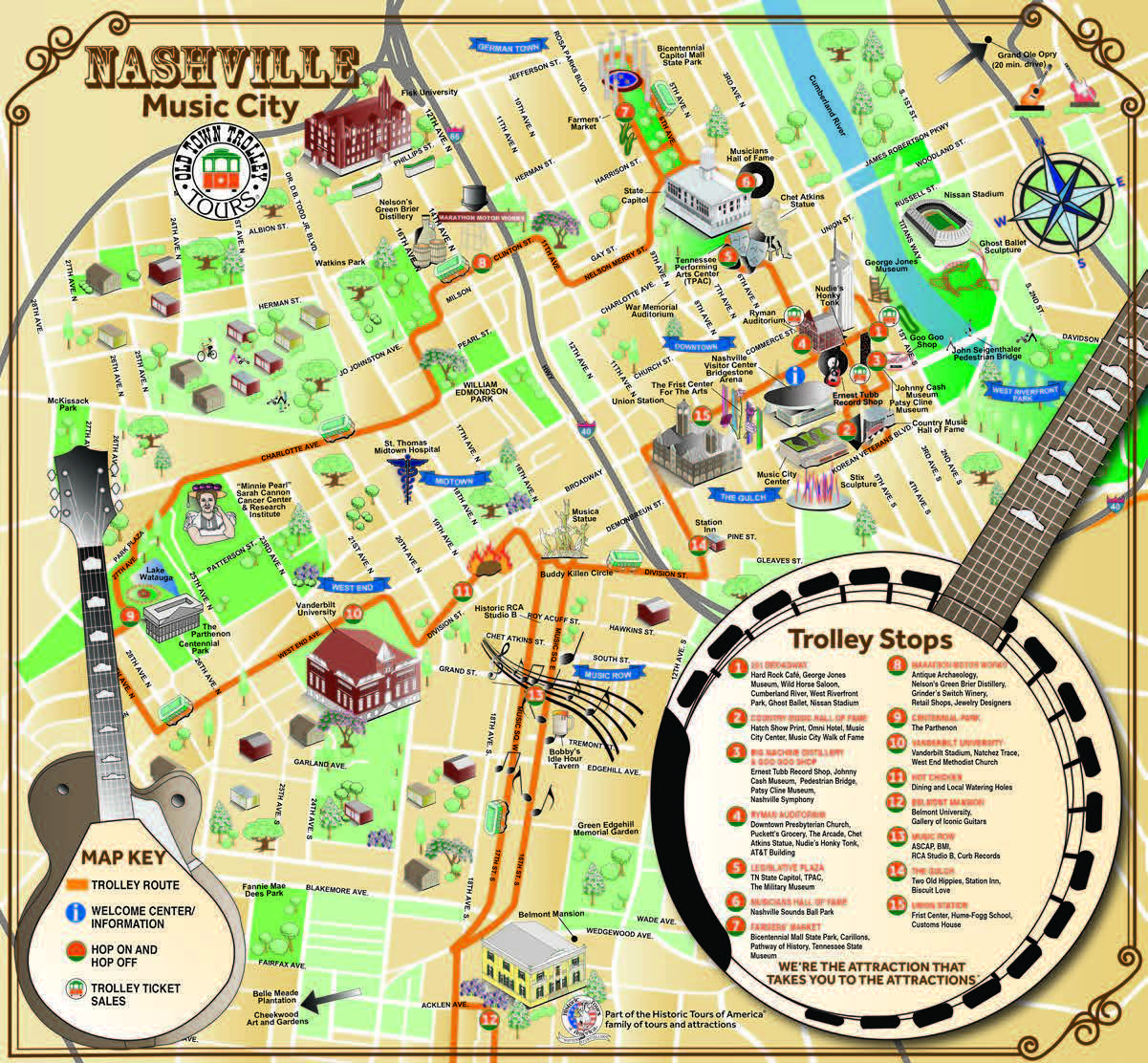 nashville trolley tours map